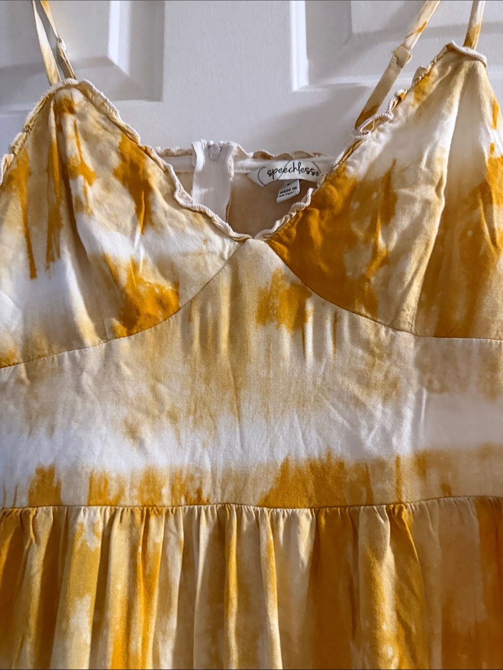 Speechless Yellow and White Tie-Dye Spaghetti Strap Dress - Picture 2 of 8